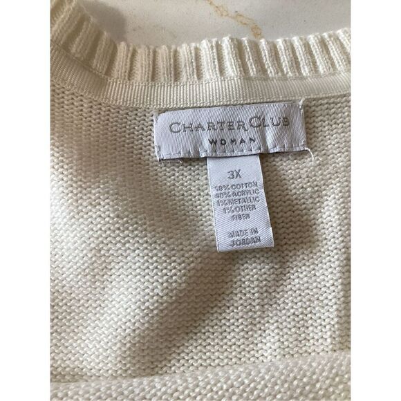 Charter Club Knit PullOver Sweater Sz 3X Scottie Dog Cream - Picture 7 of 8
